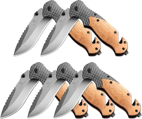 Miniatura 5 de Cuchillo plegable de bolsillo de 8.3 pulgadas con rompecristales, cortador de cinturón de seguridad y clip de bolsillo, cuchillo EDC con mango