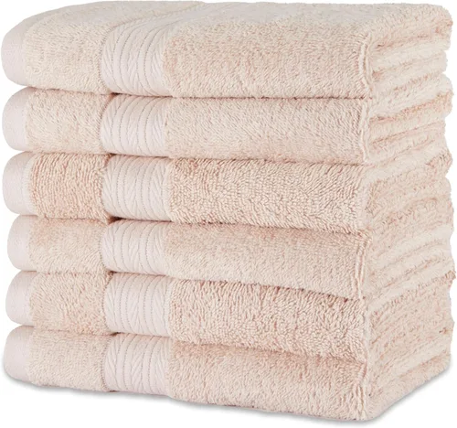 Miniatura 20 de Amazon Basics Juego de toallas de baño suaves, absorbentes, resistentes a la decoloración, 100% algodón, 6 piezas (12 x 12 pulgadas), toallas Carmesí