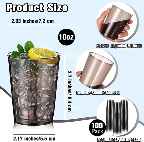 Miniatura 3 de Minatee 100 vasos de plástico desechables de lujo, vasos de cóctel de vino resistentes para graduaciones, bodas y fiestas de cumpleaños, vasos