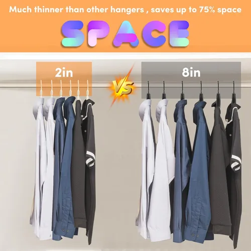Miniatura 5 de DEDU Perchas de plástico para ropa, paquete de 20 perchas extra gruesas con gancho giratorio de 360° antideslizantes, perchas para suéteres, Beige