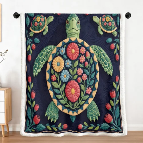 Miniatura 11 de Sleepwish - Manta de vellón de tortuga para niños, niñas y niños, de felpa suave, color teja y turquesa, sherpa, para sofá o silla, tamaño bebé