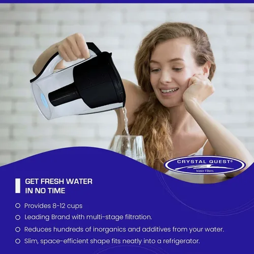 Miniatura 4 de Crystal Quest Jarra de filtro de agua – Capacidad de 12 tazas, incluye 1 filtro de larga duración, libre de BPA, cumple con el estándar NSF 42