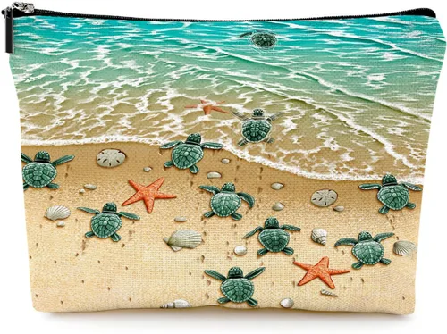 Miniatura 26 de Pequeña bolsa de maquillaje para monedero, bonita lona impermeable, bolsas de cosméticos para mujeres, con cremallera, bolsa de aseo de viaje