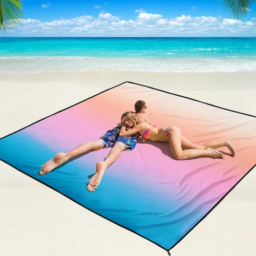 Miniatura 33 de WIWIGO Manta de playa impermeable a prueba de arena tapete de playa 79" X 83"/10'x9' para 2-8 adultos, de secado rápido, tapete de picnic al aire