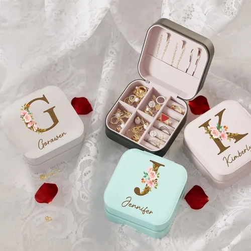 Miniatura 2 de Joyero personalizado Estuche de joyería de viaje personalizado, regalos de dama de honor, mini organizador de joyas, regalos personalizados