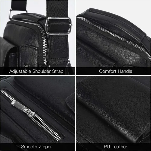 Miniatura 6 de Bolso cruzado pequeño para hombre, de piel sintética, bolso de mensajero, bolsa cruzada, bolsa de hombro, bolsa de pecho, trabajo, viajes al aire