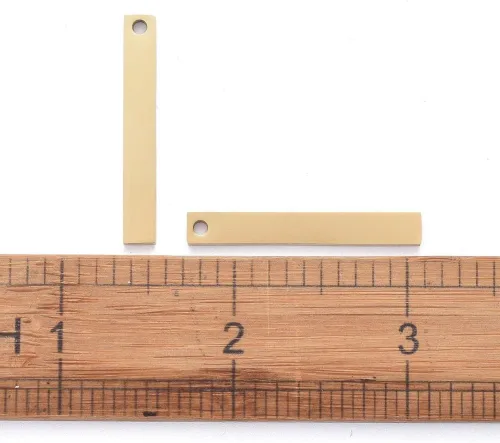 Miniatura 7 de LiQunSweet 5 piezas de acero inoxidable dorado de 1.378 in, barra vertical grabada larga, etiquetas de estampado en blanco, colgantes de tubo