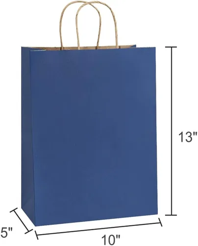 Miniatura 2 de Bolsas de regalo BagDream 50 piezas 10x5x13 Bolsas de regalo de papel Kraft azul marino con asas, bolsas de venta al por menor para mercancía