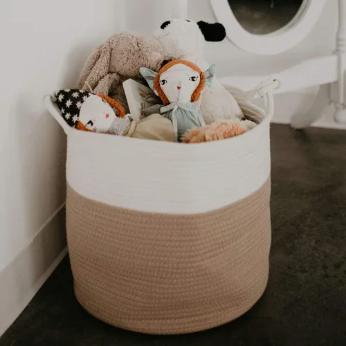 Miniatura 4 de Parker - Cesta de almacenamiento para el cuarto del bebé, contenedor grande de almacenamiento de cuerda y organizador para lavandería, juguetes