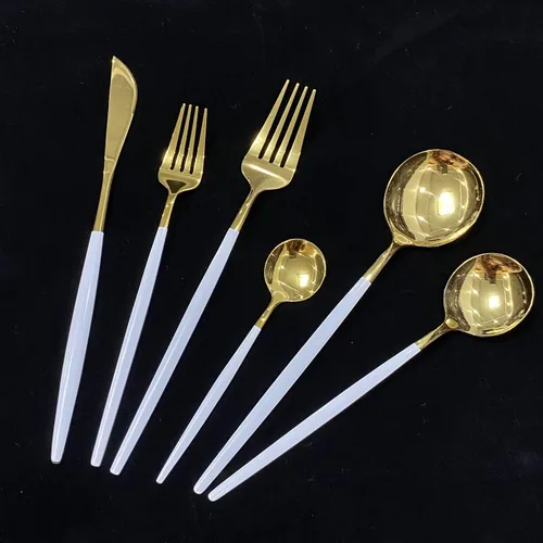 Miniatura 2 de Cubiertos de oro blanco pulido brillante, diseño ligero, 36 piezas de acero inoxidable, juego de cubiertos de servicio para 6, incluyendo tenedores
