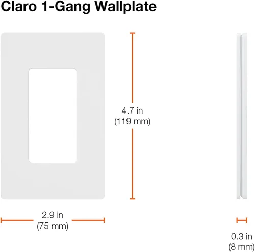 Miniatura 4 de Lutron Claro - Placa de pared de 1 banda (paquete de 6) CW-1-AL-6 almendra