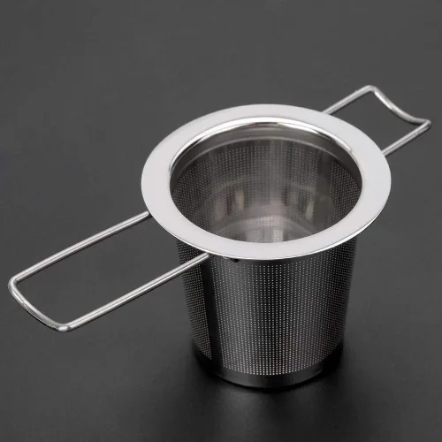 Miniatura 5 de Fdit Filtro plegable del colador de la taza del metal del infusor del té de la malla del acero inoxidable con la tapa