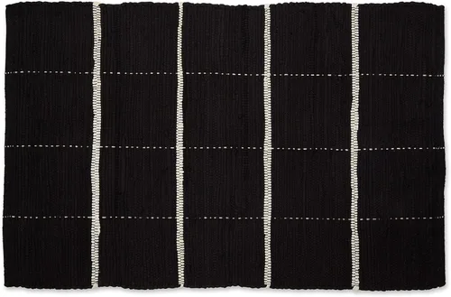 Miniatura 4 de DII Modern Farmhouse - Alfombra Chindi de algodón, 26 x 40 pulgadas, color negro y crema