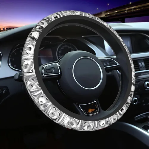 Funda para volante de anime de cara lasciva sexy, accesorios de automóvil de anime para hombres y mujeres con posavasos para automóvil, fundas