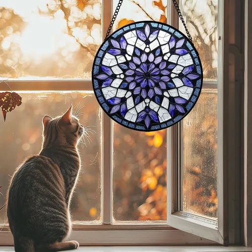 Miniatura 24 de Colgador de vitrales para colgar en ventanas, Koi y Lotus para puerta, decoración del hogar, atrapasoles de peces, Navidad, Día de la Madre, regalos