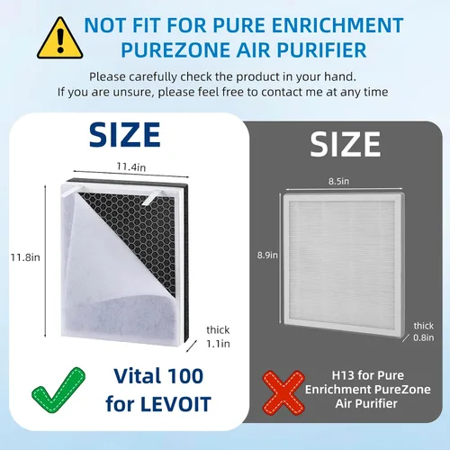 Miniatura 3 de Filtro de repuesto Vital 100 para purificador de aire LEVOIT Vital 100, filtro HEPA verdadero 3 en 1 y filtro de carbono acitvado de alta