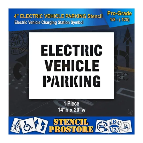Plantillas de pavimento – 4 pulgadas – Plantilla de estacionamiento de vehículos eléctricos – 14 x 20 x 1/8 pulgadas (128 mil) – Grado profesional