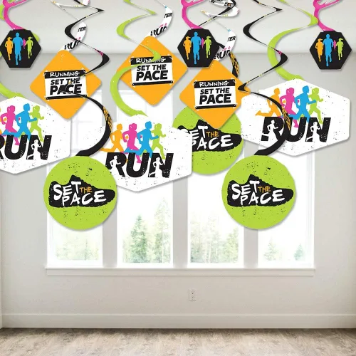 Miniatura 4 de Big Dot of Happiness Set the Pace - Decoraciones para correr - Decoraciones de fiesta - Serpentinas colgantes para fiestas - Pista, Cross Country