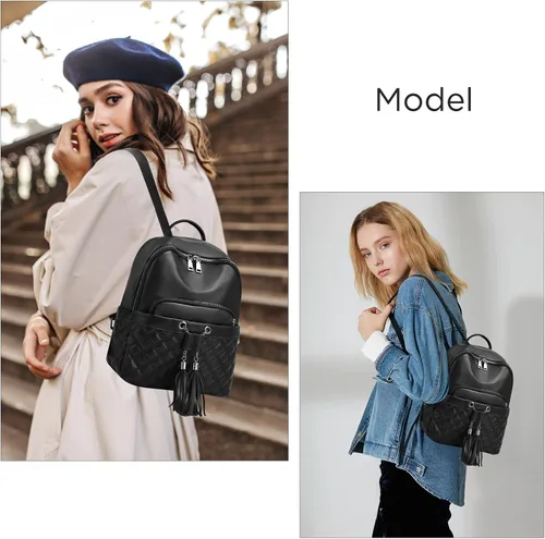 Miniatura 7 de I IHAYNER Mochila de moda para niñas, mini mochila para adolescentes, mochila de viaje multiusos con borla de dije