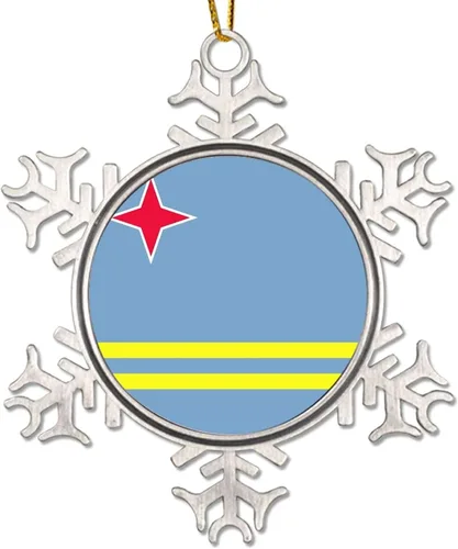Miniatura 13 de Adorno de decoración de árbol de Argelia, bandera de Argelia, novedad de metal, copo de nieve, adorno de Navidad, bandera nacional, recuerdo