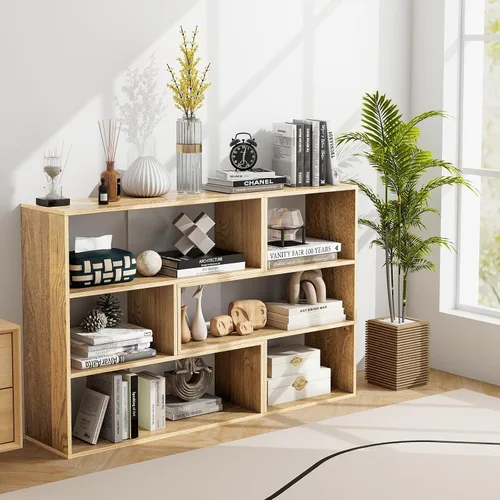 Miniatura 4 de Tangkula Estantería de 6 cubos, 2 piezas separables en el suelo, estantería horizontal abierta, estante de almacenamiento multifuncional para sala