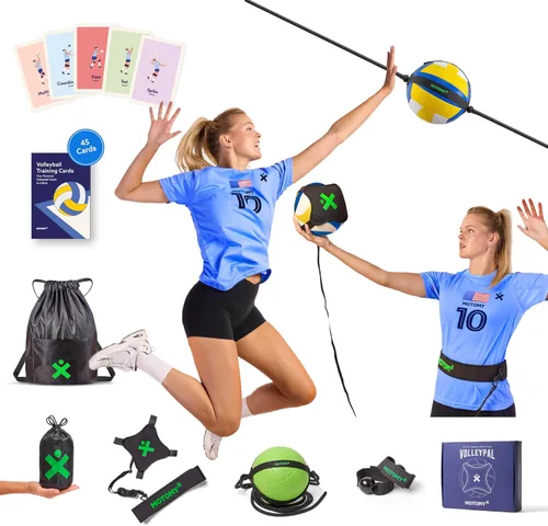 Miniatura 9 de MOTOMY™ Volleyball Training Equipment Aid ‘VolleyPal’ – Solo Rebounder Trainer for Serve, Spike, Set & Pass; Indoor and Outdoor Practice Gear