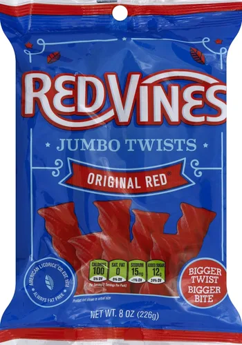 Miniatura 4 de Red Vines Regaliz jumbo, sabor rojo original, bolsas de 8 onzas (paquete de 12), suaves y masticables dulces Twists
