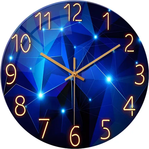 Miniatura 15 de Reloj de pared moderno negro y dorado con pilas, reloj de pared silencioso de 12 pulgadas, reloj de pared de vidrio sin tictac para sala de estar