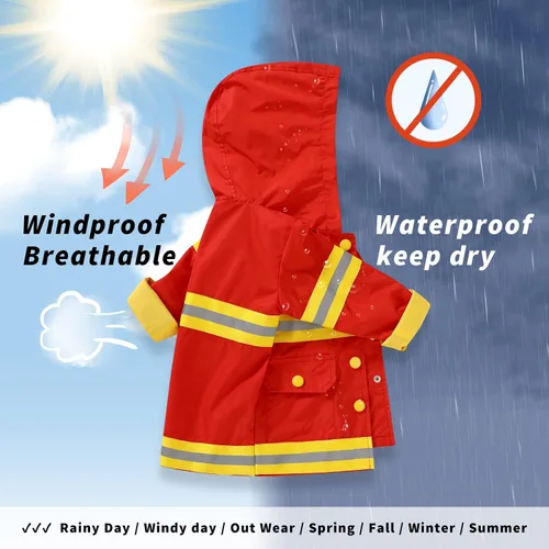 Miniatura 4 de YOUNGER TREE Impermeable de pato para bebé niño y niña, con capucha y cremallera