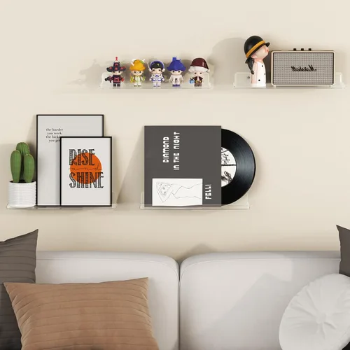 Miniatura 2 de Lifewit Estantes flotantes para pared, paquete de 6 estantes de acrílico transparente de 15 pulgadas, decoración de habitación