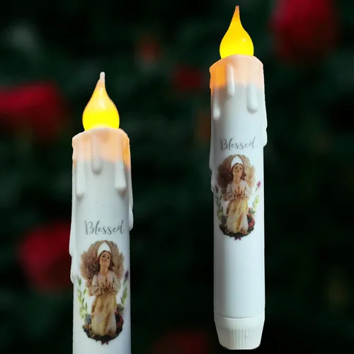 Velas cónicas sin llama primitivas con temporizador, velas LED parpadeantes de 6.75 pulgadas, vela decorativa sin goteo para Halloween, Navidad,