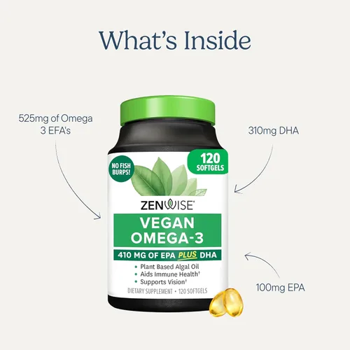 Miniatura 3 de Zenwise - Aceite de pescado vegano omega-3 a base de plantas, fuente alternativa de algas marinas para ácidos grasos EPA y DHA, suplemento sin
