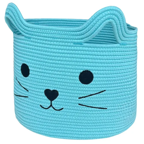 Miniatura 20 de VK VK·LIVING Cesta Grande de Juguetes para Gatos con Asas 15" L x 14" H Caja de Juguetes de Cuerda de Algodón con Diseño de Gato Negro, Cesta