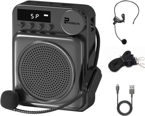 Amplificador de voz inalámbrico para profesores, amplificador de voz original, micrófono de alambre con 2 micrófonos, megáfono de altavoz portátil