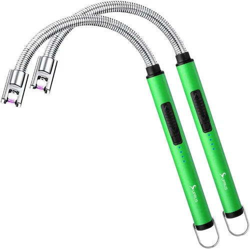 Miniatura 24 de Encendedor de vela eléctrico SUPRUS USB tipo C recargable con carcasa de acero y gancho colgante con cuello flexible de 360° (Verde)