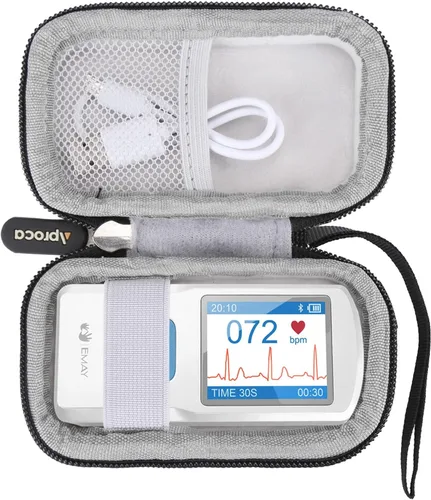 Aproca Funda compatible con dispositivos portátiles de monitor ECG EMAY, bolsa de almacenamiento portátil para accesorios, color negro (solo funda)