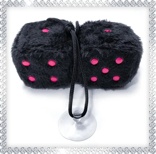Miniatura 9 de Dados Peludos Negros Accesorios para Automóvil – Accesorios de Coche de Felpa Rosa Lindos para Interior – Adornos Decorativos Colgantes de Felpa