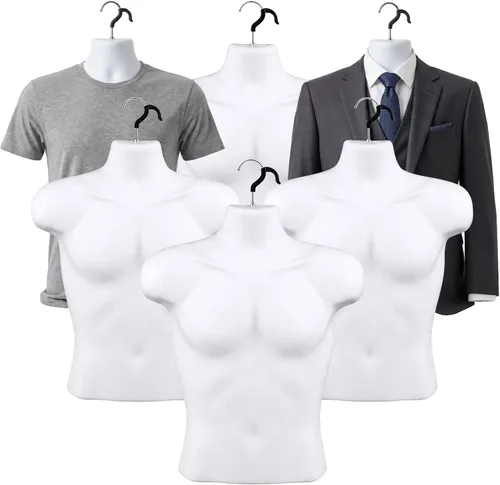 Miniatura 8 de Lallisa 1 paquete de maniquí masculino con forma de vestido de torso con forma de camiseta, cuerpo de medio maniquí, cintura redondeada, cuerpo