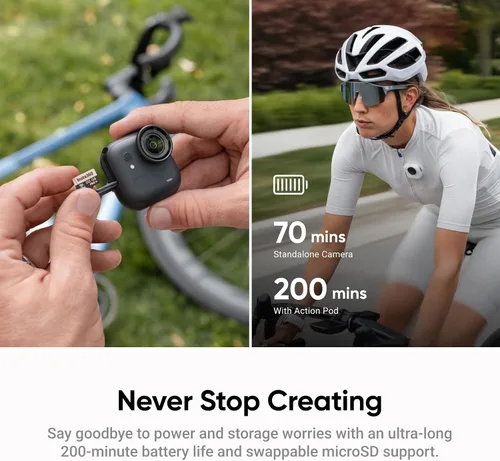 Miniatura 8 de Insta360 Paquete Go Ultra Anywhere - Pequeña cámara de vlogging 4K, manos libres, cámara POV, sensor de 1/1.28 pulgadas, peso de 1.87 oz, FOV