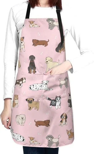 Miniatura 14 de Perinsto Delantal Impermeable para Mascotas Perros Gatos Animales Lindos con Babero para Aseo Cocina Horneado Pintura Jardinería Gato divertido