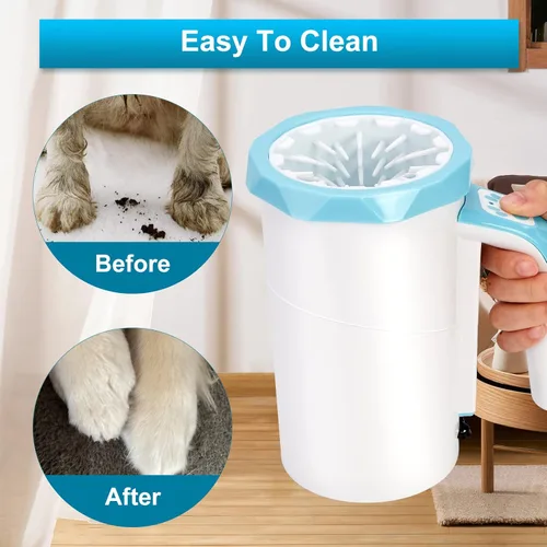 Miniatura 4 de Limpiador automático recargable de patas de perro, taza de lavado de patas de perro, limpiador portátil 2 en 1 de patas de mascota con cepillo