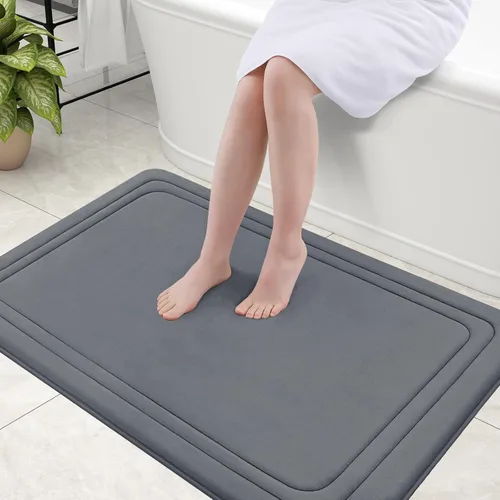 Miniatura 35 de Grandaily Alfombra de baño de espuma viscoelástica de 24 x 16 pulgadas, ultrasuave, antideslizante y absorbente, lavable a máquina, cómoda alfombra