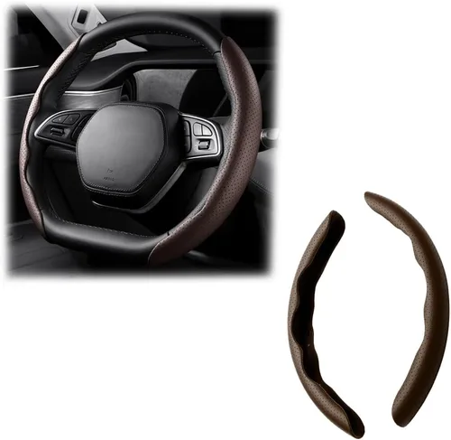 Miniatura 30 de LoyaForba Funda universal para volante de automóvil, protector universal de cuero segmentado de 15 pulgadas, antideslizante y suave, transpirable