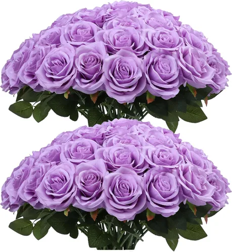 Miniatura 15 de Rosas artificiales, rosas artificiales, rosa falsa de seda, flores falsas de aspecto real con tallos para ramos de boda, mesas, centros de mesa