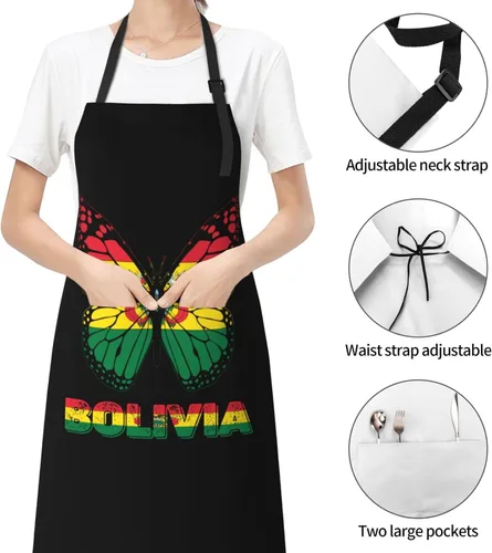 Miniatura 7 de Delantal vintage con diseño de bandera de la República Centroafricana con bolsillos para chef, hombres y mujeres, pintor, cocina, horneado