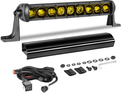 Miniatura 10 de Barra de luz LED de 30 pulgadas de fila única de 168 W, kit de luz LED delgado con arnés de cableado, cubierta negra, combo de haz puntual y amplio