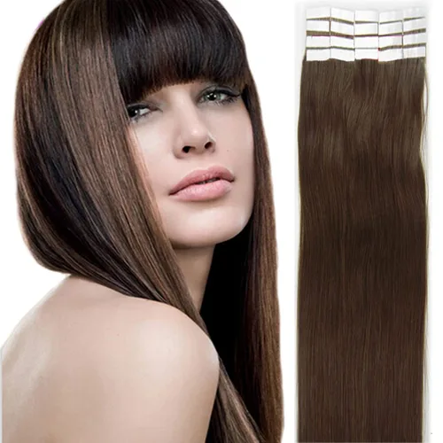 Miniatura 84 de Extensiones de cabello humano Remy con cinta adhesiva sin costuras (16 pulgadas, 10 unidades, rubio ceniza)