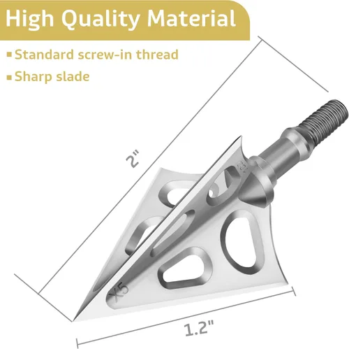 Miniatura 3 de Hunting Broadheads with 3 Fixed Blade 100 Grain Screw-in Archery Broadheads Compatible with Crossbows,Recurve and Compound Bows Plateado-3