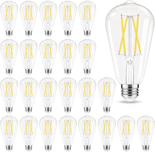 Miniatura 11 de GvvooHome - Bombillas LED regulables Edison, bombilla LED E26 equivalente a 60 W, luz blanca fría 4000K, bombillas vintage ST58, CRI de 90+, 6 W 600