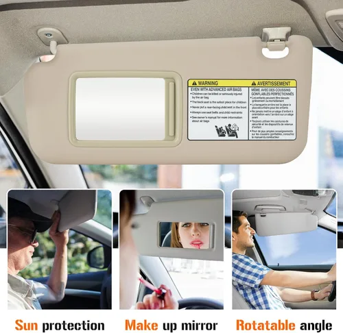 Miniatura 6 de Visera solar izquierda y derecha con luz de tocador para Toyota RAV4 2006-2013, lado del conductor y pasajero, repuesto de visera solar beige